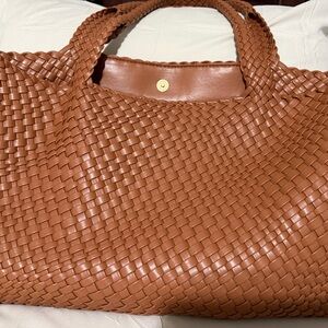 Chic Tan Woven Tote Bag
